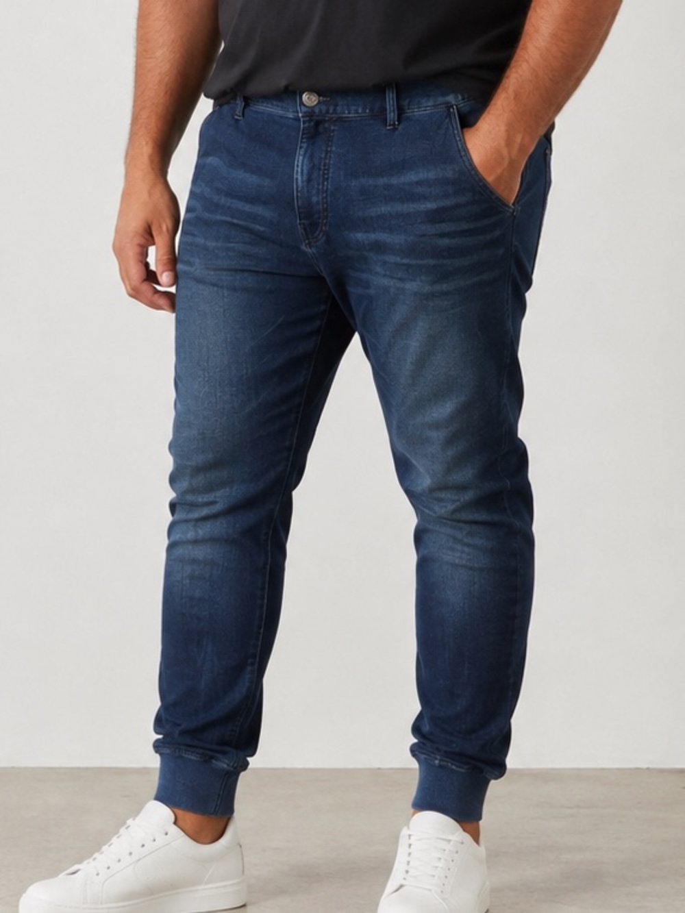 True Religion Men's Dark Blue Slim Denim Joggers Size 42